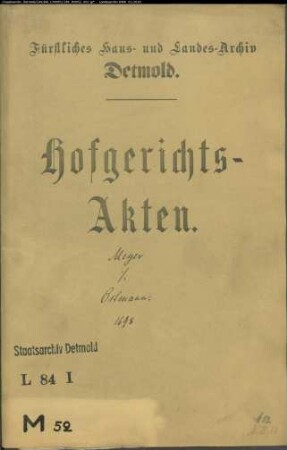 Meyer, Bernd, Musikus zu Salzuflen gegen Ostmann zu Währentrup - Schuldforderung
