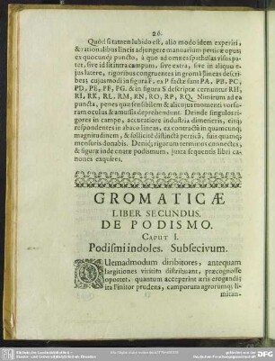 Liber Secundus. De Podismo