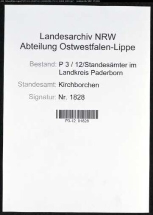 Sterberegister Standesamt Kirchborchen
