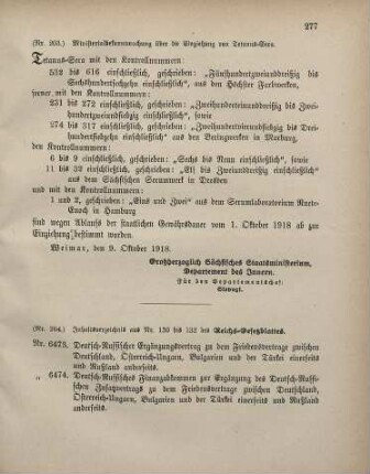 Nr. 204: Inhaltsverzeichnis aus Nr. 130 bis 132 des Reichs-Gesetzblattes