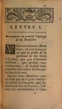 Critique de l'Apologie d'Erasme de M. l'abbe Marsollier