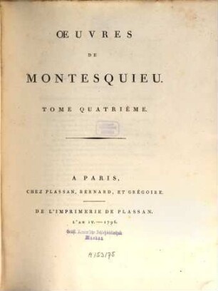 Oeuvres De Montesquieu, 4