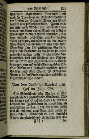 Von dem Rußisch-Kayserlichen Hof im Jahr 1739. - Von dem Rußisch-Kayserlichen Hof 1740.