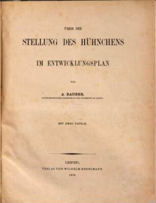 Über die Stellung des Hühnchens im Entwicklungsplan