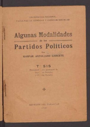 Algunas modalidades de los partidos políticos