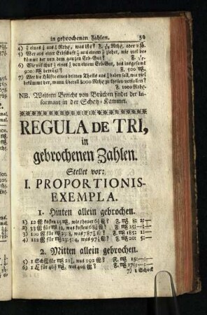 Regula De Tri, in gebrochenen Zahlen