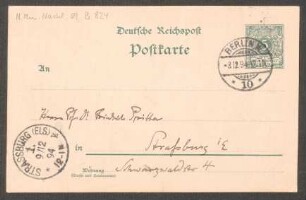 Postkarte an Friedrich Spitta : 08.12.1894