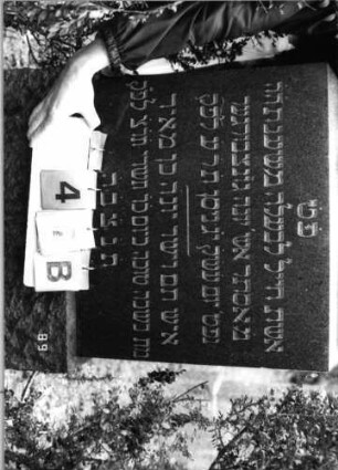 Grabstein 47 (Index: 99792521) Material: Granit Zustand: gut Maße HxBxT: 230x59x26 cm Beschreibung: Obelisk, getreppter Sockel Besonderheit: Zit.Proverb.12, 4 u.31, 10/Hiob 1, 8 u.2, 3: Grabstein 47B
