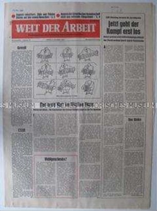 Wochenzeitung des Deutschen Gewerkschaftsbundes "Welt der Arbeit" u.a. zum CDU-Parteitag und zu den Präsidentschaftswahlen in den USA