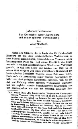 Johannes Versmann. Zur Geschichte seiner Jugendjahre und seiner späteren Wirksamkeit.