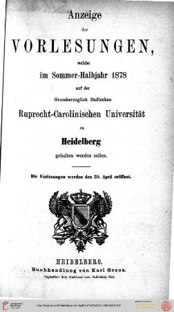 Sommersemester 1878