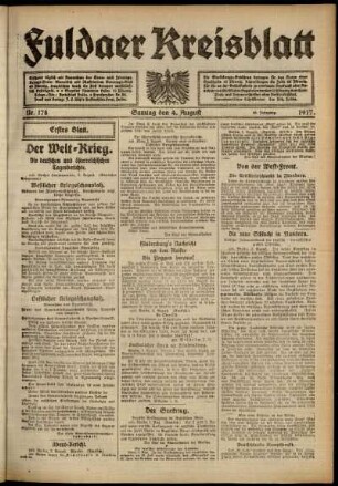 Erste Ausgabe vom Samstag, den 04. August 1917.