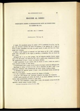 Macchie Al Bordo Osservazioni Dirette E Spettroscopiche Fatte All' Osservatorio Di Palermo Nel 1872