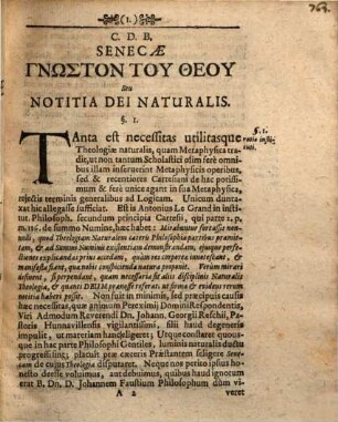 Senecae gnōston tu theu, seu notitiam Dei naturalem