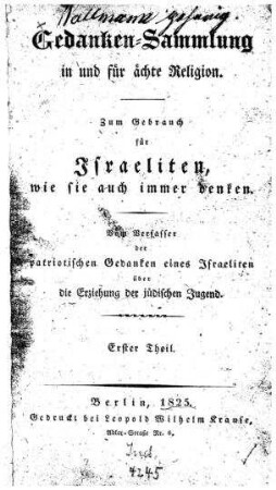 In: Gedanken-Sammlung in und für ächte Religion ; Band 1