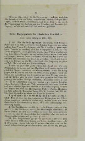 Erste Hauptperiode der römischen Geschichte. Rom unter Königen 753-950