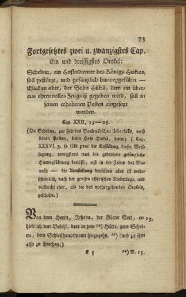 Fortgesetztes zwei und zwanzigstes Cap. Ein und dreissigstes Orakel