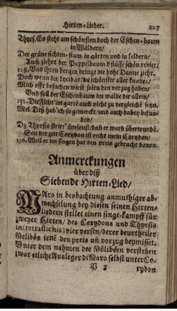 Anmerckungen über diß Siebende Hirten-Lied
