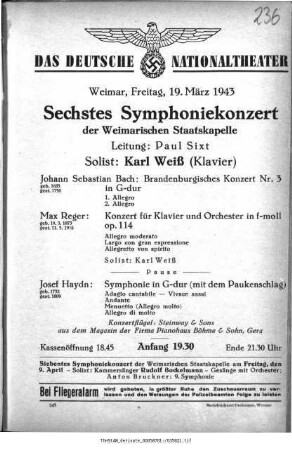Sechstes Symphoniekonzert
