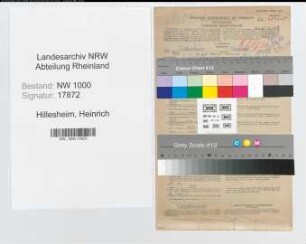 Entnazifizierung Heinrich Hillesheim, geb. 07.08.1898 (Staedt.Arbeiter)
