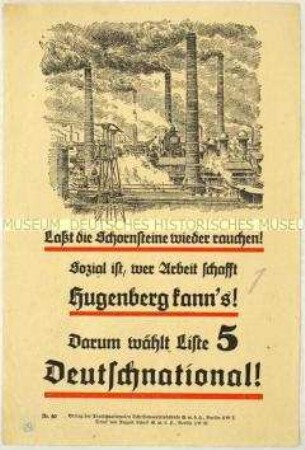 Aufruf der Deutschnationalen Volkspartei zur Reichstagswahl