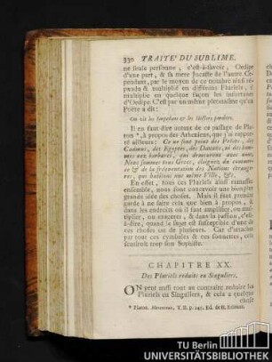 Chapitre XX. Des pluriels reduits en singuliers.