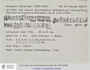 Gottlob der Glanz der Freiheit strahlet