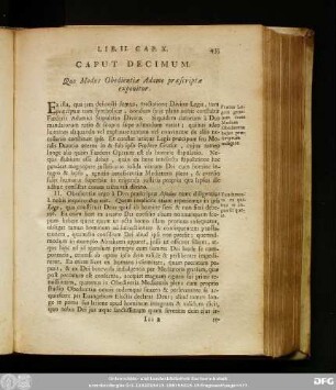 Caput Decimum. Quo Modus Obedientiae Adamo praescriptae exponitur.