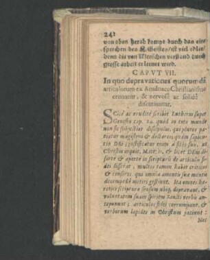 Caput VII. In quo depravationes quorundam articulorum ex Arndtiaco Christianismo eruuntur, & nervose ac solide discutiuntur.