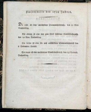 Finsternisse des 1798 Jahres.