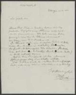 Brief von Paul Reinsch an Unbekannt
