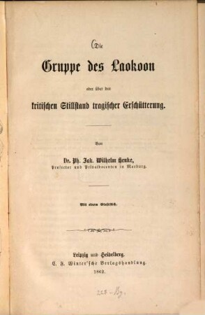 Die Gruppe des Laokoon oder über den kritischen Stillstand tragischer Erschütterung