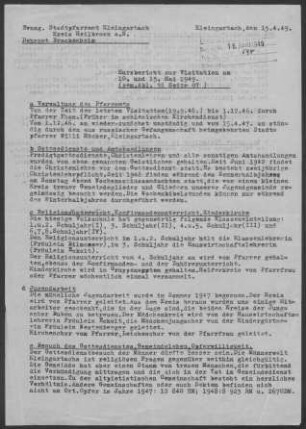 Kleingartach: Visitationsbericht 1949