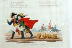 Karikatur auf die Niederlage Napoleons im Russlandfeldzug