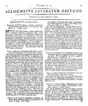 Berlinischer Almanach. Zum Vergnügen und zur Verbreitung nützlicher Kenntnisse. Für 1796. Berlin: Oehmigke 1796