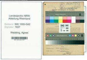 Entnazifizierung Agnes Wedding , geb. 15.03.1916 (Geschaeftsinhaberin)