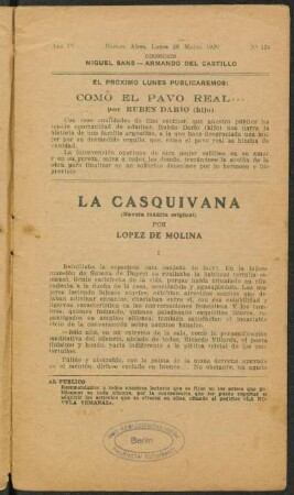 1920004124: La casquivana (novela inédita original)