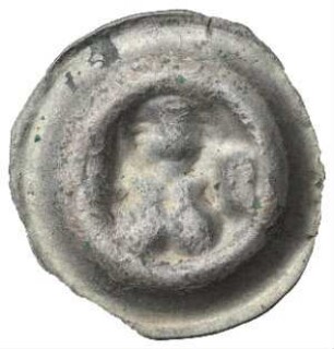Fundmünze, Hohlpfennig (Sargpfennig), ca. 1350 - 1400