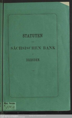Statuten der sächsischen Bank zu Dresden