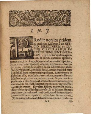 De iure exequendi sententias imperiales directoribus circulorum competente : contra Dissertationem de officio Directorum et Ducum circularium in executione sententiarum