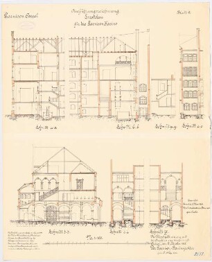 Garnison-Kasino, Kassel: Querschnitte 1:100