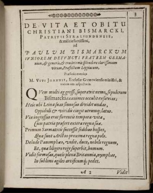 De Vita Et Obitu Christiani Bismarcki ...