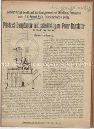 Friedrich-Dampfmotor mit selbstthätigem Feuer-Regulator