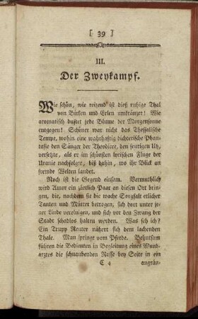 III. Der Zweykampf.