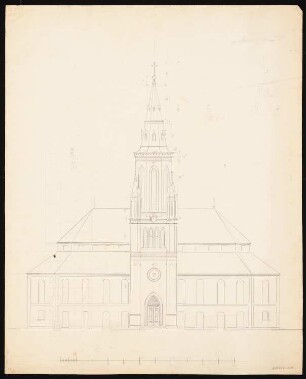 Stadtpfarrkirche St. Maria, Bunzlau Turm: Perspektivische Ansicht Kirche