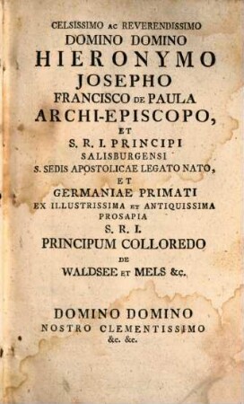 Conspectus et status totius Archi-dioecesis Salisburgensis, 1772