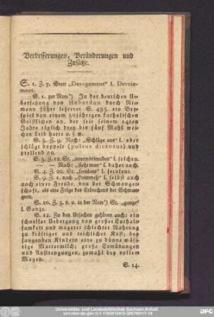 Verbesserungen, Veränderungen und Zusätze.