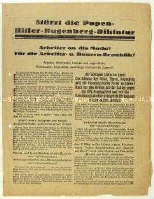 Flugschrift der KPD gegen NSDAP und SPD und Aufruf zur Reichstagswahl 1933