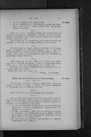 No. 109. Gesetz, betreffend Abänderung der Gewerbeordnung.