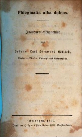 Phlegmatia alba dolens : Inaugural-Abhandlung